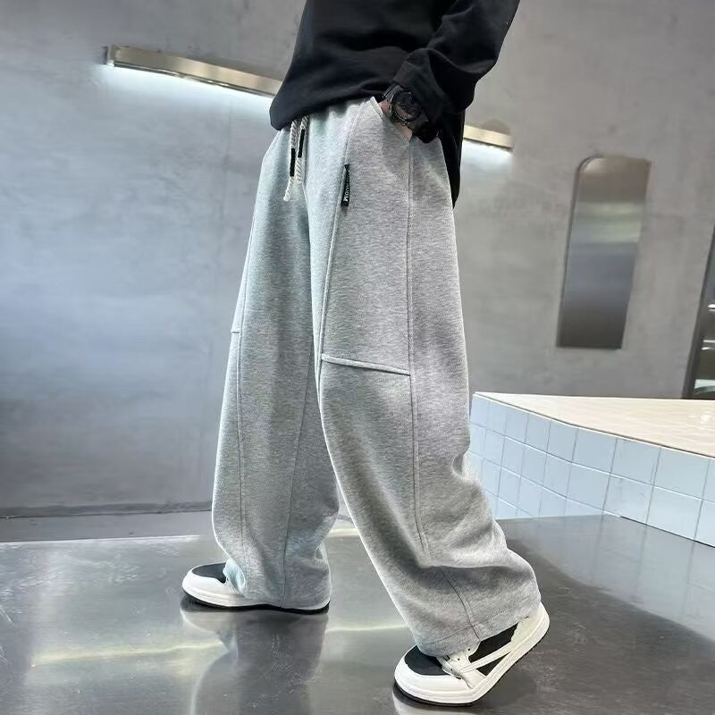 Autumn Boys Causal Pants Kids Loose Cotton Sports Pants 110-170 Black Grey Soft Trousers for Children Spring Kids Clothing 2025