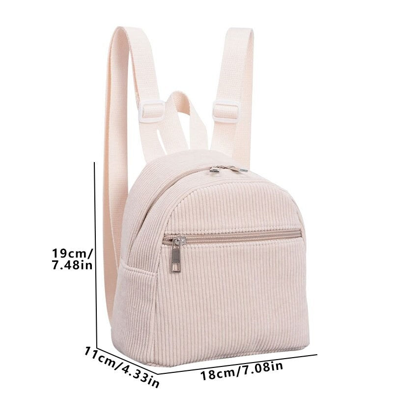 Mochila Clássica Infantil Minimalista em Veludo Cotelê