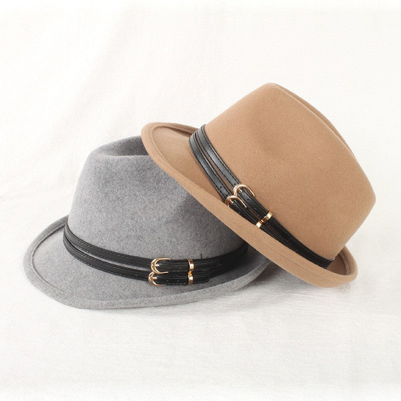 Outono Inverno Nova Moda Lã Feltro Chapéu Versão Coreana Boina Retrô Elegante Senhoras Chapéu de Jazz Aba Larga para Mulheres??