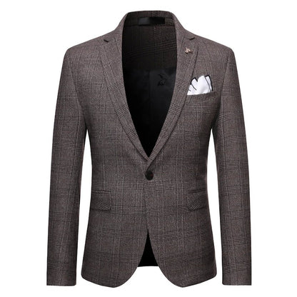 Men's High-quality Plus Size 5XL-M 3-piece Suit (suit+vest+pants) Business Fashion Plaid Suit Groom's Wedding Banquet Set