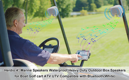 Alto-falantes Bluetooth marinhos à prova d'água Herdio 4" 100W para serviço pesado, montados em superfície para trailer, minicarregadeira, quadriciclo, UTV, RZR, carrinho de golfe