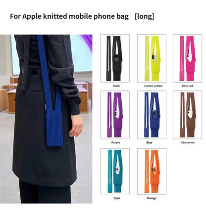 For Apple iPhone & iPad Knitted Crossbody Bag 2025 Autumn Winter Unisex Mini Single Shoulder Bag Fashion Christmas Teens Cozy