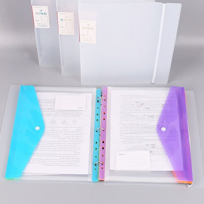 6 pcs Colorful Plastic Binder Folders Clear A4 Binder Pocket Snap Closure 11 Holes Punched Pockets Home Office