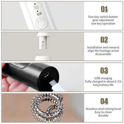 Batedor de Ovos Elétrico Recarregável USB 2 em 1 Multifuncional, Misturador de Massa, Espumador de Leite, Utensílios de Cozinha, Ferramentas para Café, Jantar