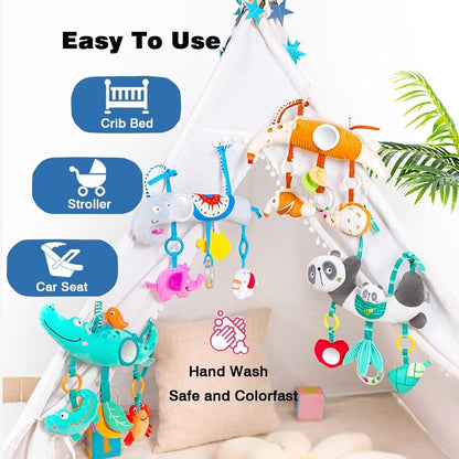 Brinquedos de Arco para Carrinho de Bebê, Brinquedo para Pendurar no Assento do Carro, Pelúcia Macia para Bebês com Som de Sinos de Vento, Bonecos para Bebês, Presente para Recém-Nascidos