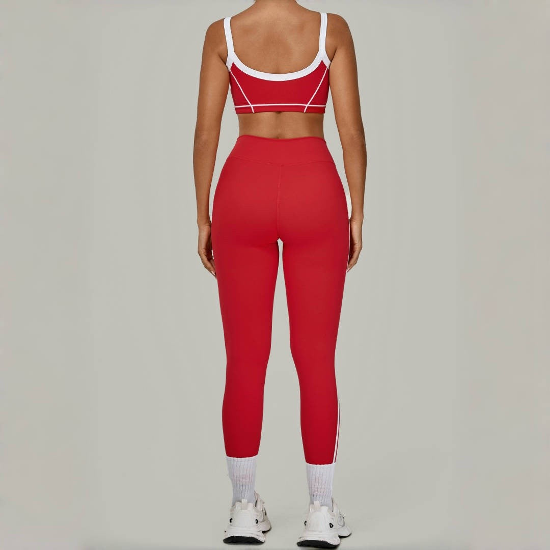 Yoga Suit Sports Fitness High Waist Peach Hip Tight Removable Padding Sports Bra Outfit Running Workout Clothes Gym Leggings Set