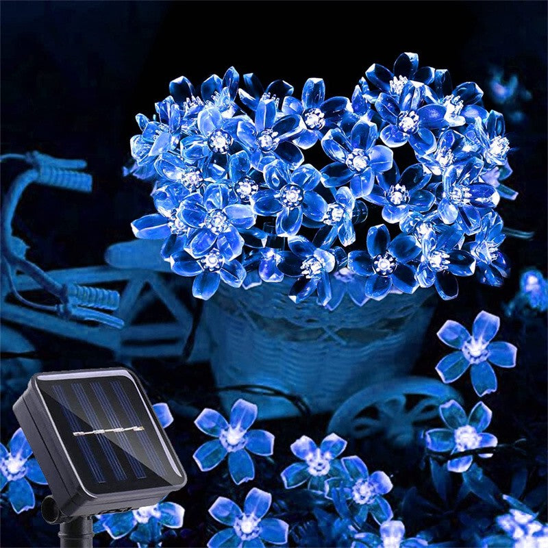 Solar Cherry Garden Blossom Flower Lights Garlands String Lights Solar Outdoor Waterproof Christmas Decoration Lamp