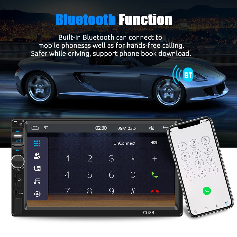 7 Inch 1 Din MP5 CarPlay Car Radio Multimedia Player Touch Screen FM ISO Power Aux Input Bluetooth USB Mirror Link Universal
