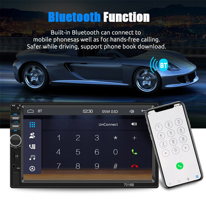 7 Inch 1 Din MP5 CarPlay Car Radio Multimedia Player Touch Screen FM ISO Power Aux Input Bluetooth USB Mirror Link Universal