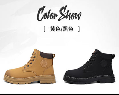 Men's Boots Autumn New High Top Workwear Boots British Style Korean Version Thick Soled Lace Up Anti Slip Warm Men Boots