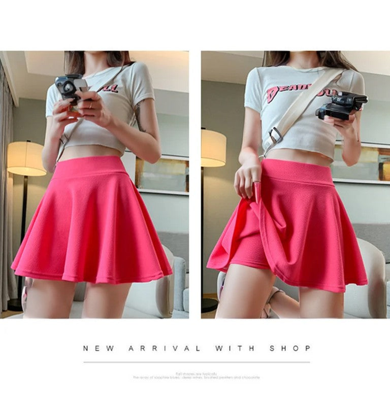 Bubble Short Skirt Women Half Skirt Anti Exposure High Waist Sun Underwear Hundred Pleats