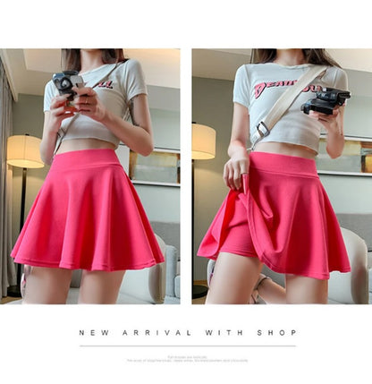 Bubble Short Skirt Women Half Skirt Anti Exposure High Waist Sun Underwear Hundred Pleats