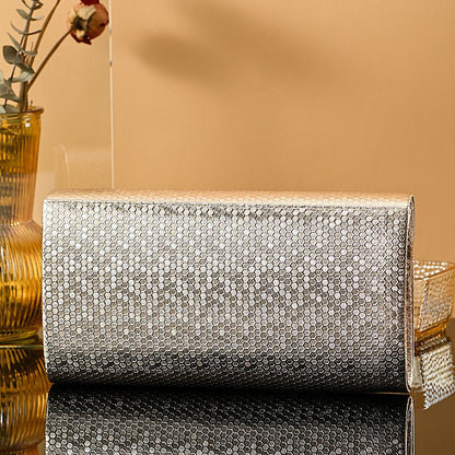 Polka Dot Metal Grain Handbag with Chain, Shoulder Hardware, Jewelry Storage Bag for Evening Dress, Large Capacity