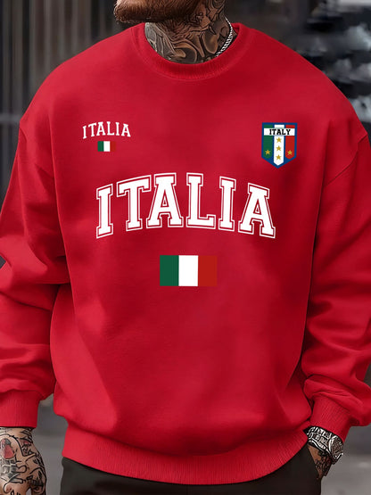 Italia Italian Flag Design Men Sweatshirt Creative Fleece Streetwear Fashion Clothes Autumn Hip Hop Pullovers Casual Tops