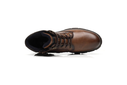 BHKH Botas Masculinas de Inverno da Moda botins Zíper Cadarço Botas de Tornozelo Sapatos Sociais Vintage de Negócios Sapatos Casuais de Couro Para Homens