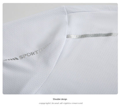 Running T-shirt Reflective Short Sleeve Ice Silk Quick Drying Summer Thin Breathable Fitness Tees Shirt Sportswear Sportsshirt
