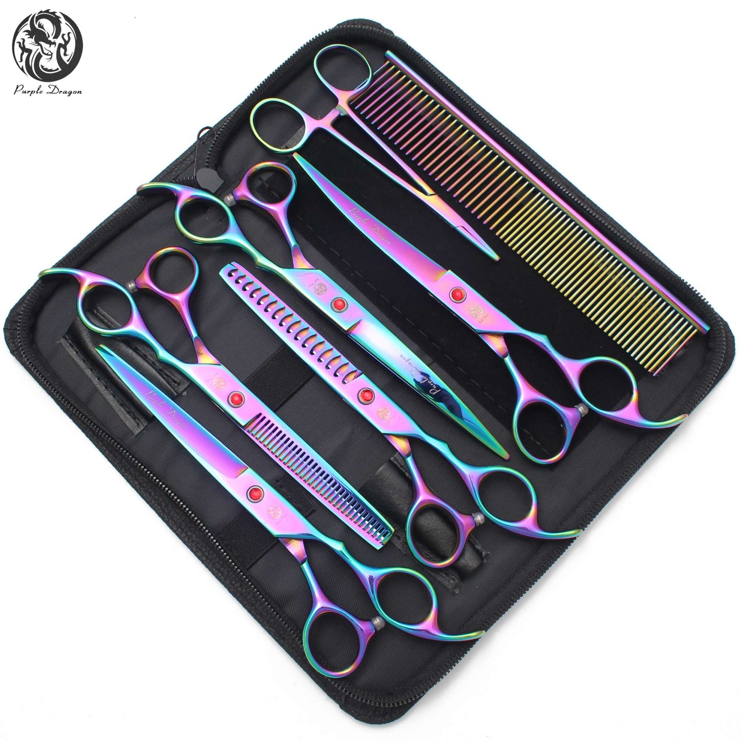 Conjunto de Tesouras para Tosa de Animais de Estimação - Tosa Profissional para Cães e Gatos, Aço Inoxidável, Afiado, Multi-Peças, Cabo Ergonômico, Aparador Durável