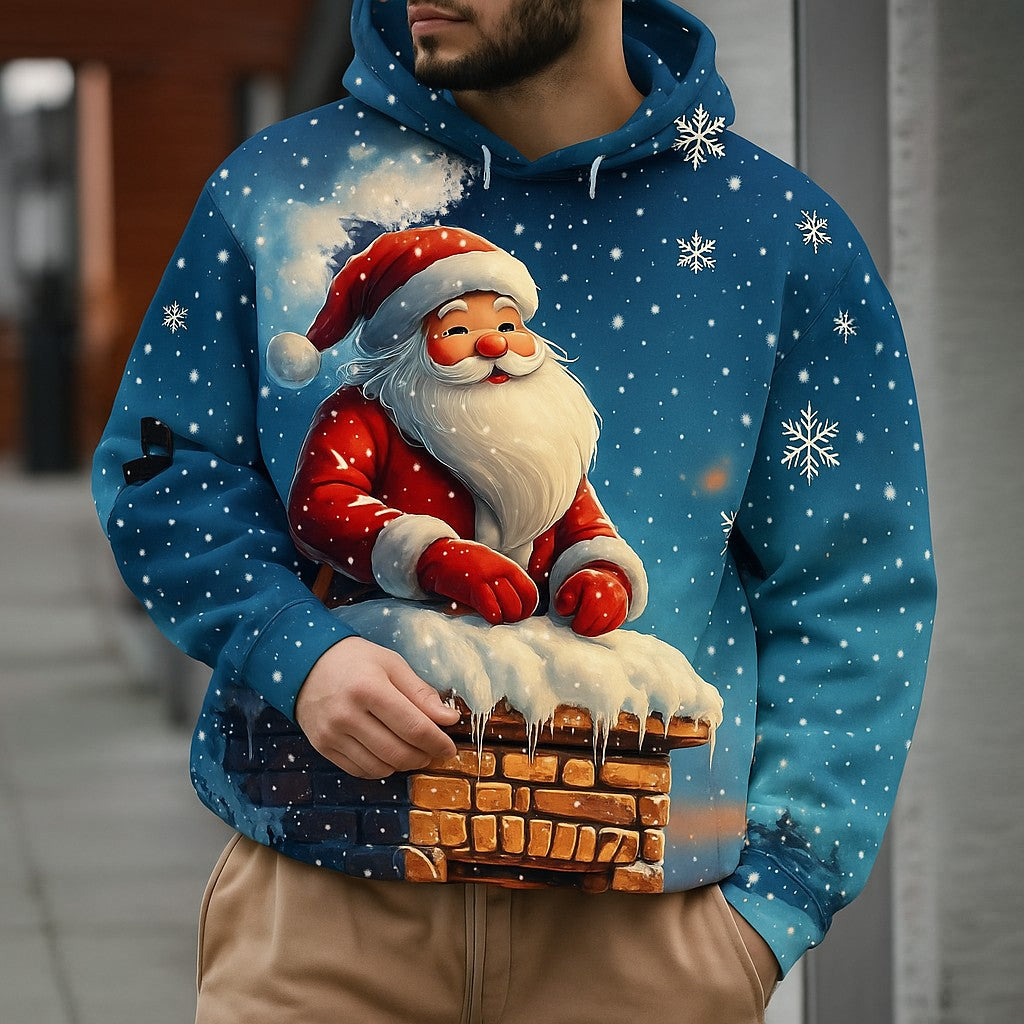 Men's Christmas Santa Claus 3D Print Hoodies,Festive Winter Design Hooded, Long Sleeve Hooded Style,Seasonal Holiday Casual Wear