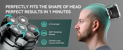 KENSEN Electric Head Shavers for Bald Men 6D Magnetic Razor Hair Trimmer USB Rechargeable LED Display Waterproof Beard Shavers