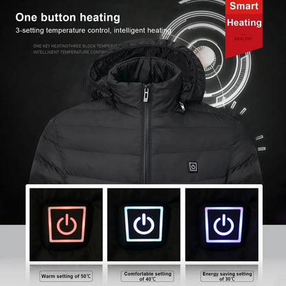 Men Heated down jacket USB Winter men's parka Outdoor Electric padded jacket Warm Sprots Thermal Coat Clothing Heated jacket