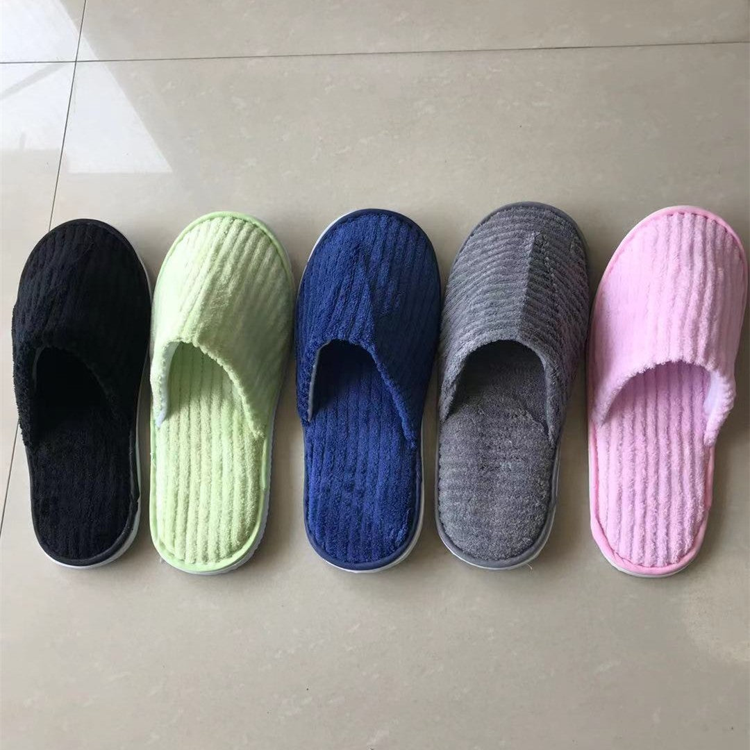 5 Pairs/Lot Mix Colors Men Women Disposable Hotel Slippers Cotton Slides Home Travel SPA Slipper Hospitality Cheap Footwear