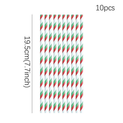 JUSTINLAU Christmas Cutlery Disposable Tableware Set Paper Plates Paper Cups Tissues Tablecloth Dining Plates Christmas Themed