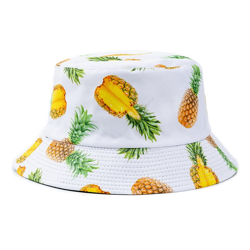 Chapéu Bucket Unissex Quente de Verão com Estampa de Frutas, Dupla Face, Chapéu de Sol Feminino, Chapéu Panama Clássico Masculino
