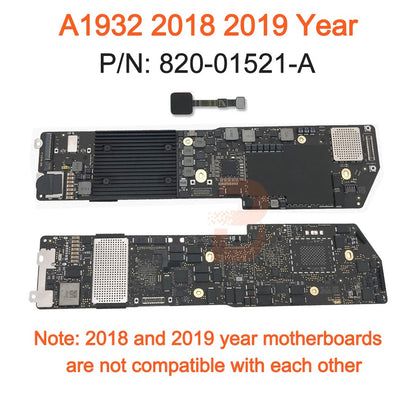 Placa-mãe A1932 original para MacBook Air Retina 13" A2179 Placa Lógica 820-01521-A 820-01958-A Ano 2018 2019 2020