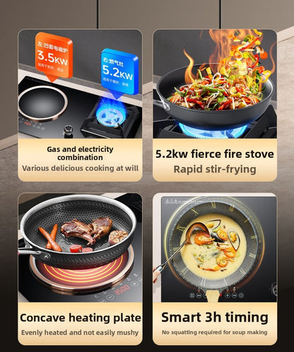 Dual Fuel 3500W Gas Electric Cooker Household Concave Induction Cooktop Class Energy Built-in Countertop Natural Gas Easy Table