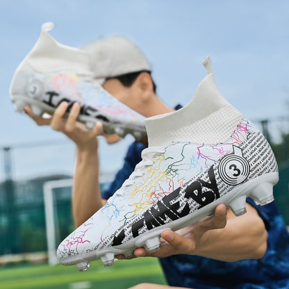 New Football Boots For Man, High Top FG/TF Soccer Shoes High Quality Kids Anti-Slip Grass Training Soccer Cleats Wide Size 31-48