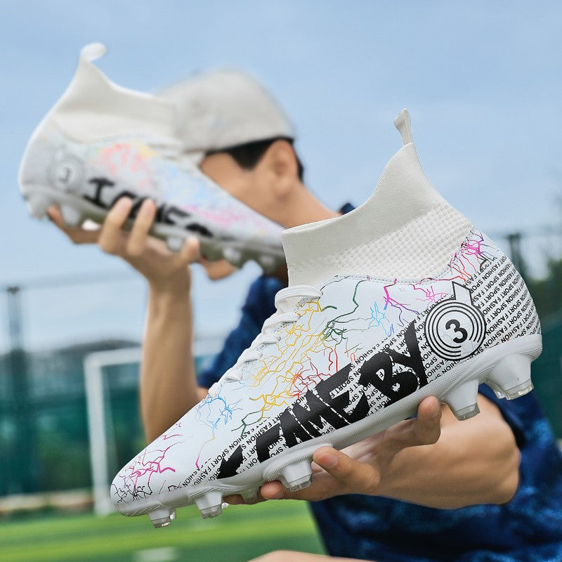 New Football Boots For Man, High Top FG/TF Soccer Shoes High Quality Kids Anti-Slip Grass Training Soccer Cleats Wide Size 31-48