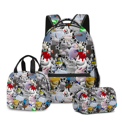 Desenho Animado Popular Engraçado Gubby Pelúcia Impressão 3D 3 Peças/Conjunto Bolsas Escolares para Estudantes Mochila para Laptop Lancheira Portátil Estojo de Lápis
