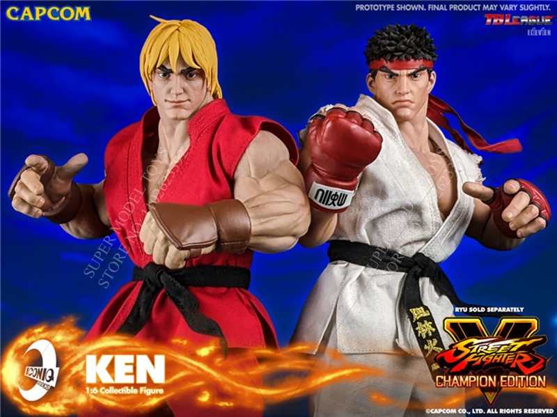 Iconiq Studio x Capcom IQGS-04 1/6 Escala Homem Soldado Ken Masters Lutador Conjunto Completo Boneco de Ação Colecionável de 12 polegadas