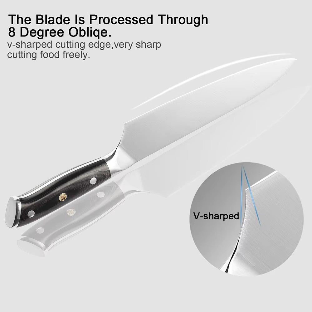 Facas de Cozinha Premium 1-9PEÇAS Conjunto de Facas Japonesas de Aço Inoxidável 5CR15 Incluindo Facas Santoku, Cutelo, Utilitária e de Desossar