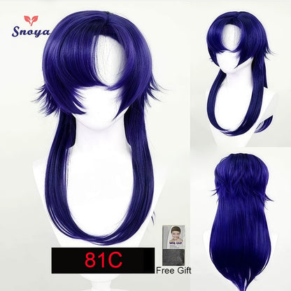 Snoya Versatile Long Synthetic Wolf Tail Cosplay Wig Suitable for Cosplay Parties Halloween Gaming And Anime Red Purple Yellow