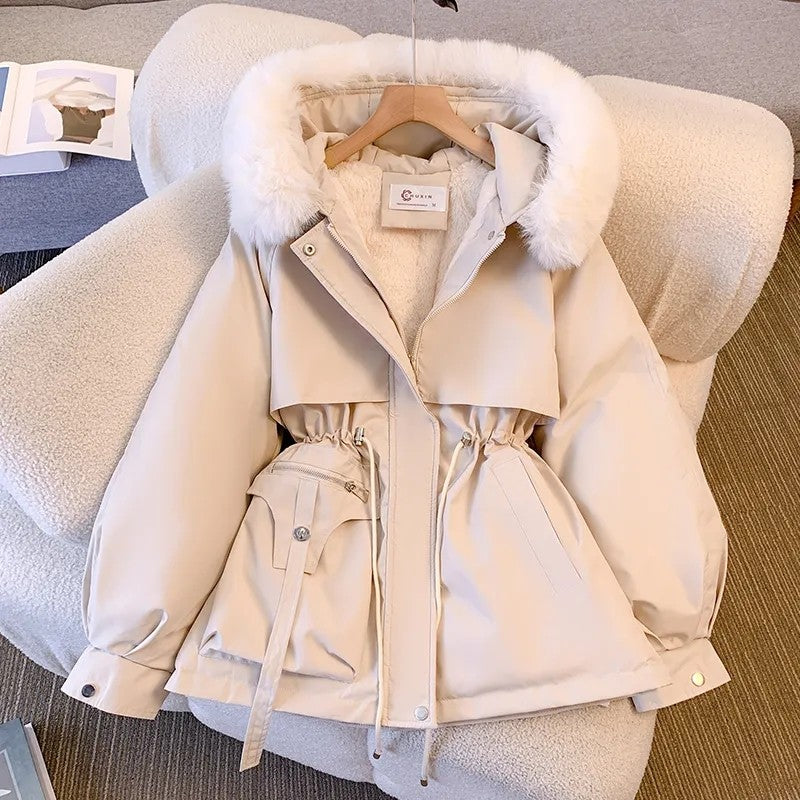 2025 New Fashion Women Winter Jacket Big Fur Collar Parkas Coat Long Coat Hooded Warm Wool Liner Female  Snow Wear Padded Parka