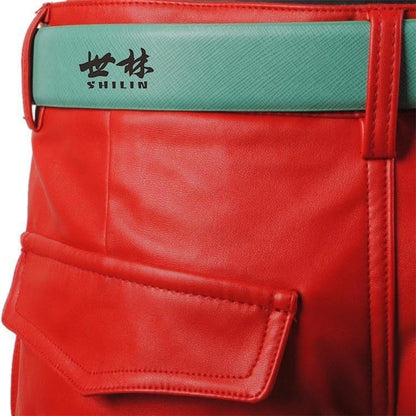 Men's Slim Fit Leather Pants Motorcycle Trendy Sle Long Trousers Thiened PU Fabric Summer Season Faionable Biker Pants