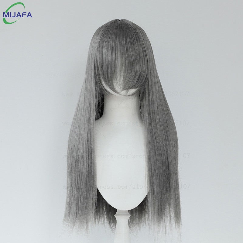 Peruca de Cosplay Longa e Lisa de Altíssima Qualidade, 400g, 48 Cores, 60cm, com Franja, Resistente ao Calor, Perucas Anime + Touca de Peruca