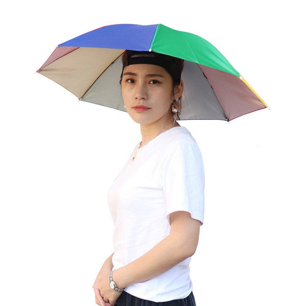 69/95cm Outdoor Portable Rain Umbrella Hat Foldable Fishing Sunshade Headwear Cap Waterproof Camping Fishing Beach Sun Hat