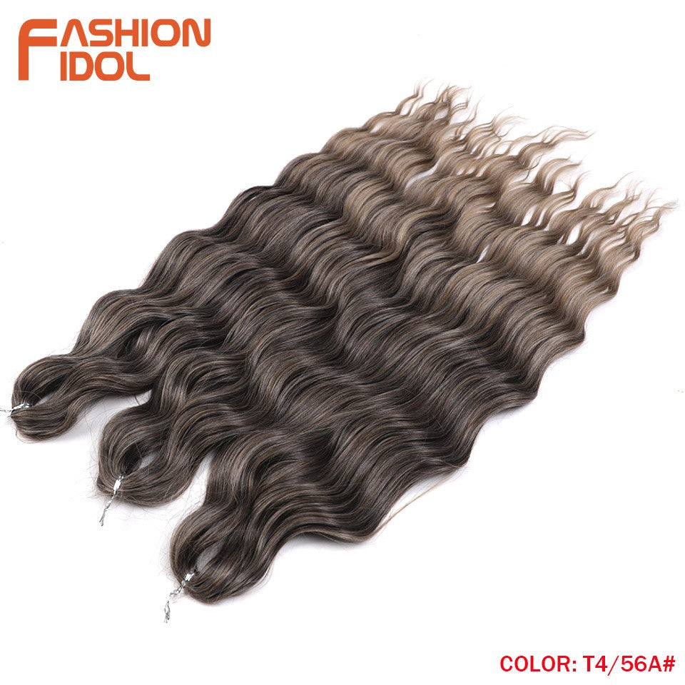 FASHION IDOL Cabelo de Crochê Torção Laranja Extensões de Cabelo Trançado de Onda Profunda Sintética Cabelo Onda de Água 24 Polegadas Fibra Resistente ao Calor