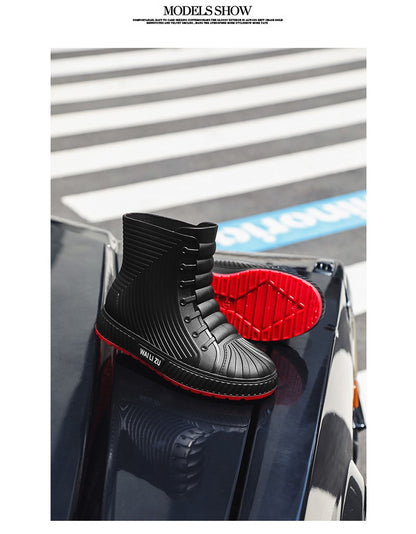 Versatile Casual Short-barreled Waterproof Shoes Men Women Lined With Fleece Warmth Anti-slip Wear-resistant Outdoors Rain Boots