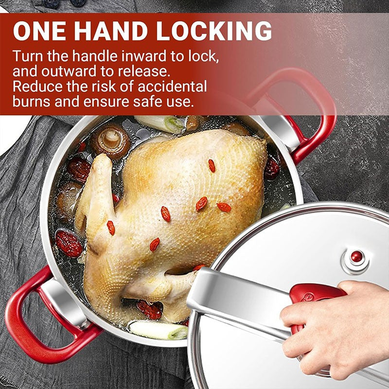 3L/6L/8L Cooking Pressure Cooker Large Capacity Stainless Steel Pressure Cooker Explosion-Proof Cookware for Gas Induction Stove