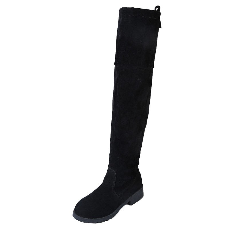 Winter women new knee high boots Outdoor suede antislip shoe Roundtoe casual elastic boot Comfortable fashion ladies shoes Botas