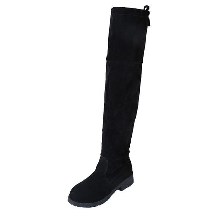 Winter women new knee high boots Outdoor suede antislip shoe Roundtoe casual elastic boot Comfortable fashion ladies shoes Botas