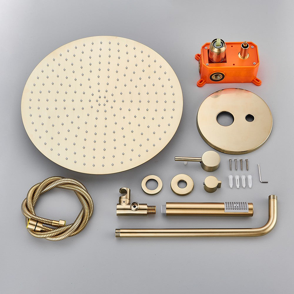 Brushed Gold Shower Faucet Embedded In 2 Ways Shower Mixers Wall Mounted Rainfall Bathroom Shower Tap Stainless Steel Head