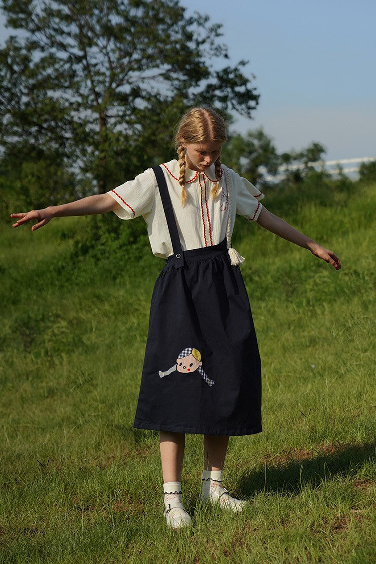 Fall Spring Original Indie Chic Design Harajuku Women Suspender Skirt Straps Dress Mid-calf Length A-line Spaghetti Strap Dress