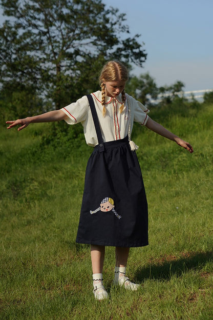 Fall Spring Original Indie Chic Design Harajuku Women Suspender Skirt Straps Dress Mid-calf Length A-line Spaghetti Strap Dress