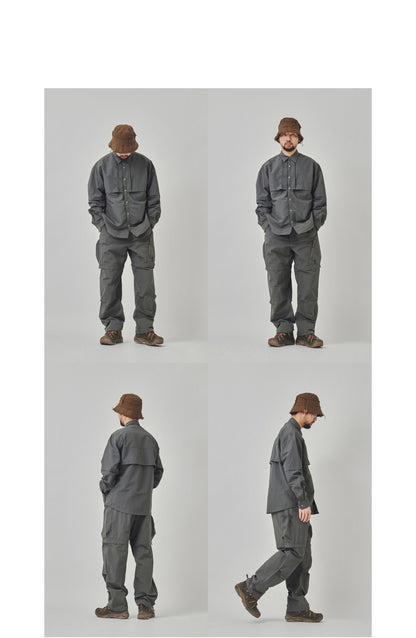 Men Outdoor Waterproof Quick Dry Lightweight Tack Techwear Cargo Shirts Man Streetwear Loose Casual Long Sleeve Oversize Shirt