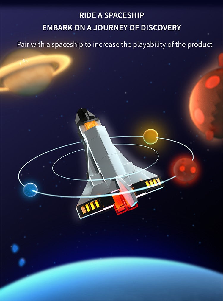 Modelo de sistema solar elétrico Blocos de montar Exploração espacial Equipamento de aprendizado Brinquedo montável rotativo presente para criança estudante