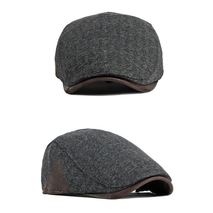 British Retro Beret Hat For Men Winter Thick Warm Woolen Newsboy Cap Fashion Outdoor Casual Cap